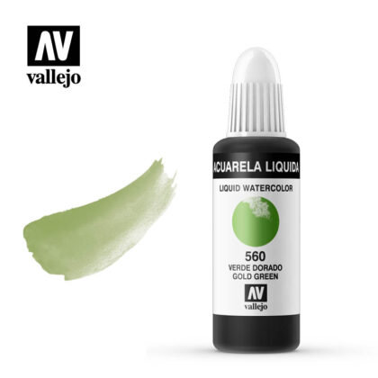 acuarela líquida vallejo gold green 560 en botellas de 32ml