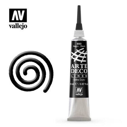 arte deco liner vallejo black 83693 20ml