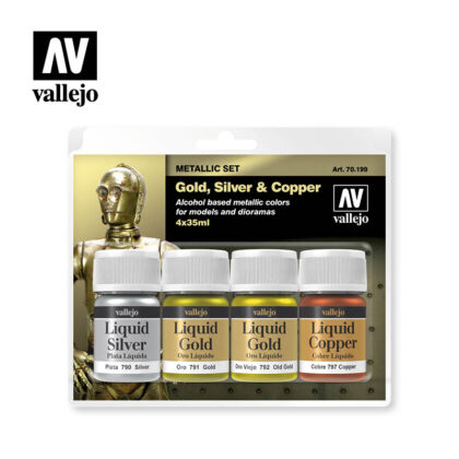 Metallic set 70199 vallejo liquid gold effects set