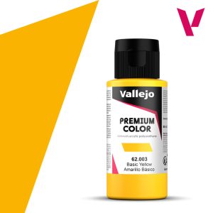 Vallejo PREMIUM Airbrush-Farbe Basic Yellow (60ml) - Spritzfertig, Wasserbasiert & Extrem Haltbar