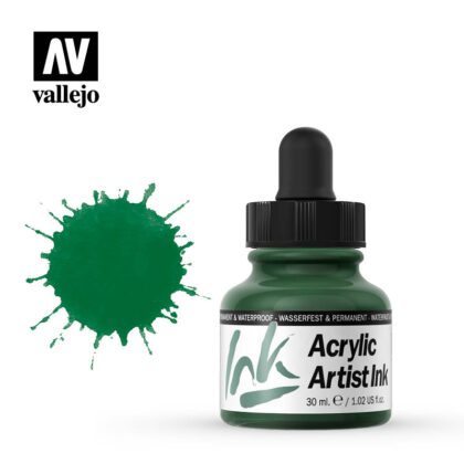 vallejo acrylic artist ink dark green 60013