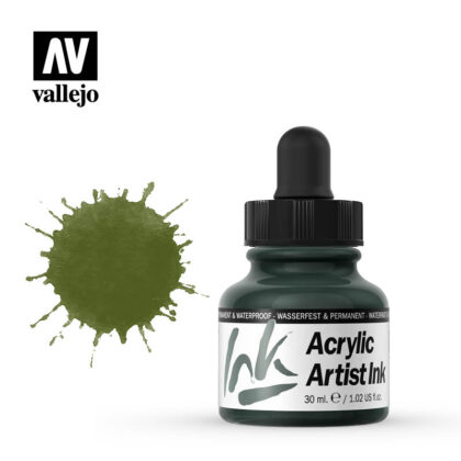 vallejo acrylic artist ink olive green 60014