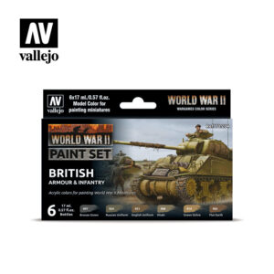 WWII Paint Set British Armour & Infantry Vallejo Wargames Flames of War 70.204 Front
