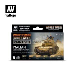 WWII Paint Set Italian Armour & Infantry Vallejo Wargames Flames of War 70.209 Front
