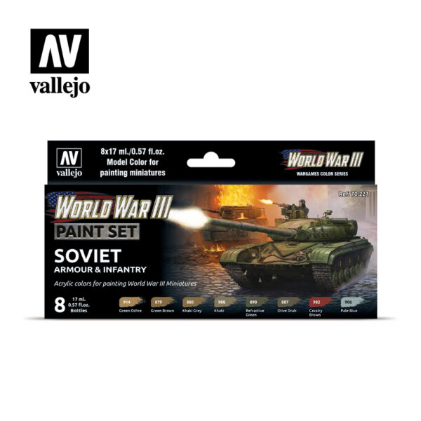 Vallejo VAL70202 Farb AV Model Color Set-WWII Soviet Armour&Infantry Sowjetische Panzerung und Infanterie