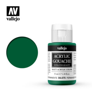 Vallejo Acrylic Gouache 04075 Permanent Green 35 ml