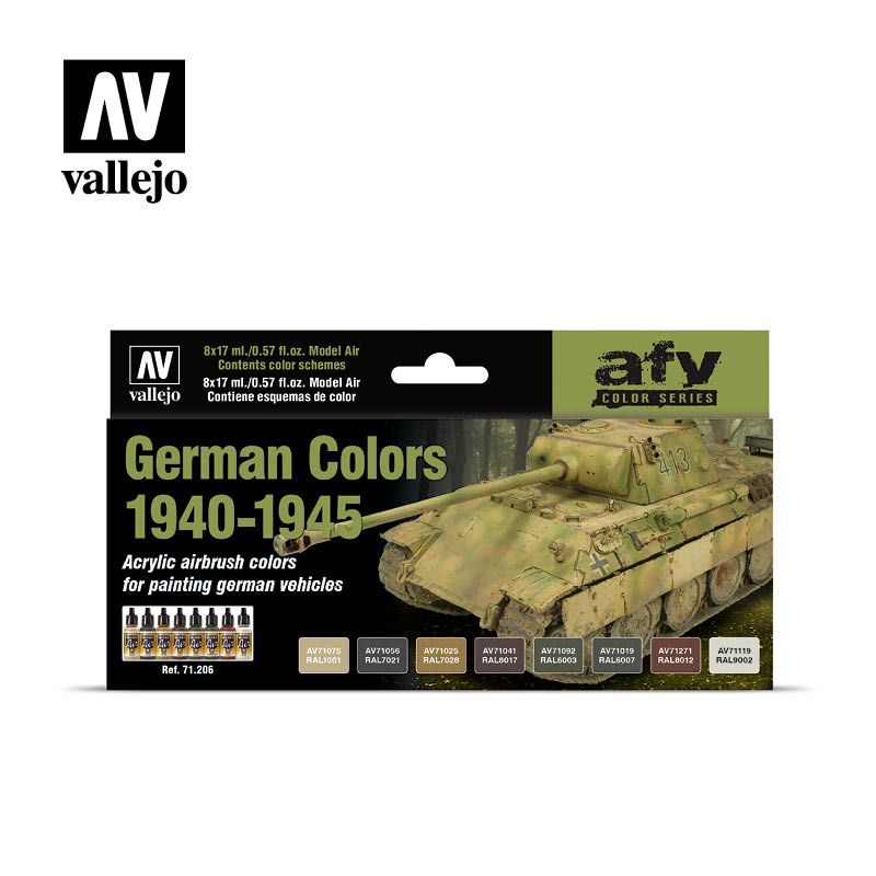 VALLEJO 70205 Wargames WWII German Armour Vehicles Paint Set 6 Colors FREE SHIP 