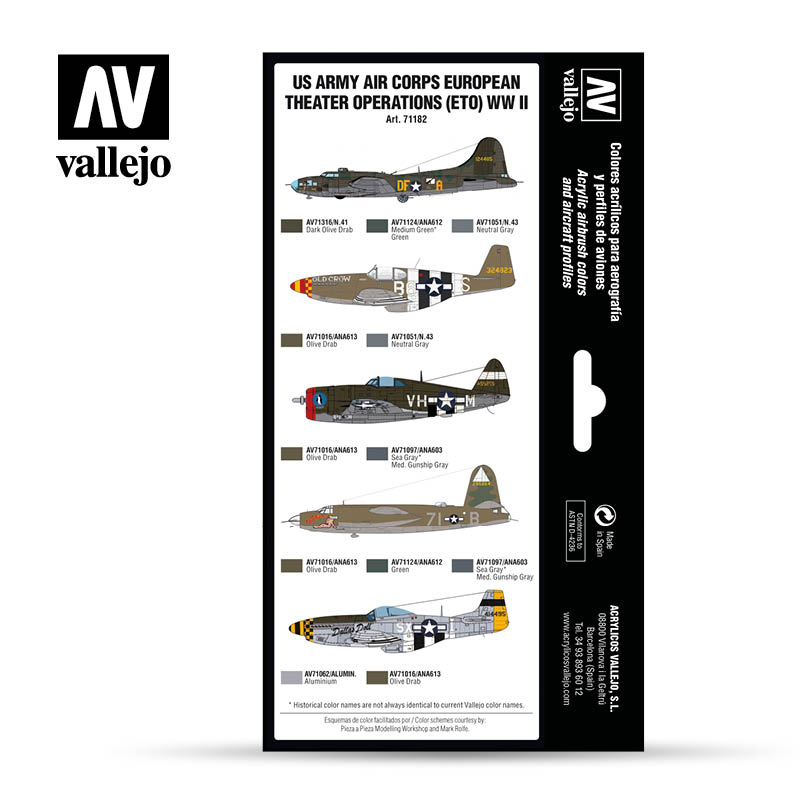 Vallejo Acrylic Paints US Army Air Corps European Theater Operati 8429551711821 for sale online 