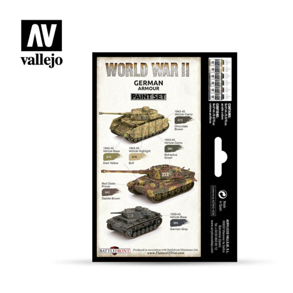 Vallejo Model Colour VAL70205 Flames of War German Armour  6 colour paint set 