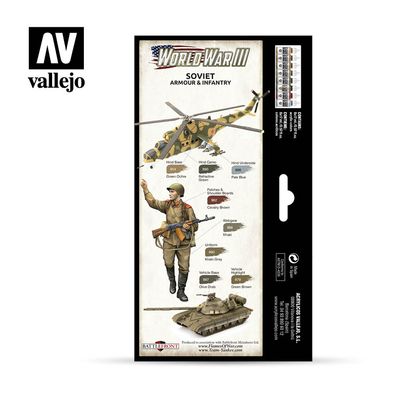 Vallejo VAL70202 Farb AV Model Color Set-WWII Soviet Armour&Infantry Sowjetische Panzerung und Infanterie