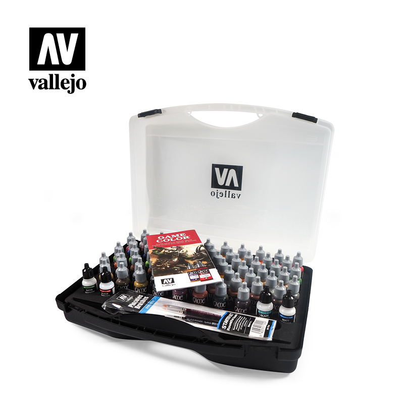 Vallejo BNIB AV Vallejo Model Air Basic Set 72 colours/3 brushes/case VAL71170 