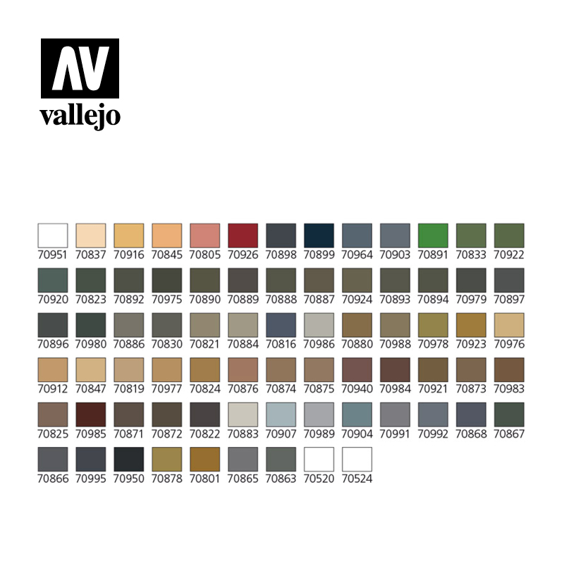 72 colours VAL70173 Vallejo Model Color Military Range Box Set