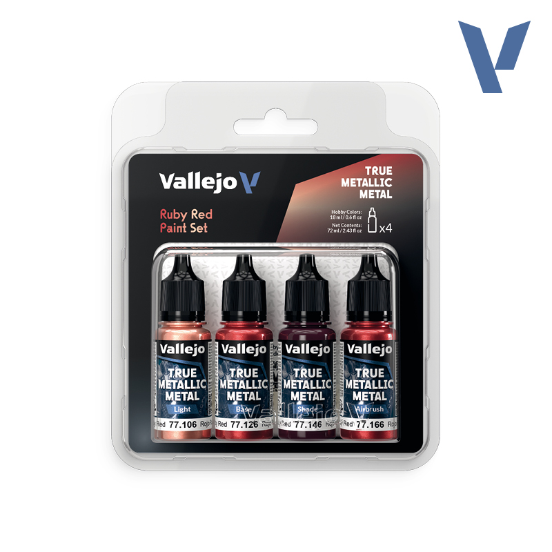 Vallejo True Metallic Metal Sets - Ruby Red Paint Set