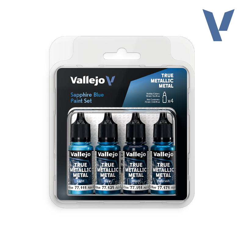 Vallejo True Metallic Metal Sets - Sapphire Blue Paint Set
