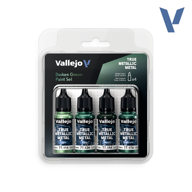 Vallejo True Metallic Metal - Dusken Green Paint Set